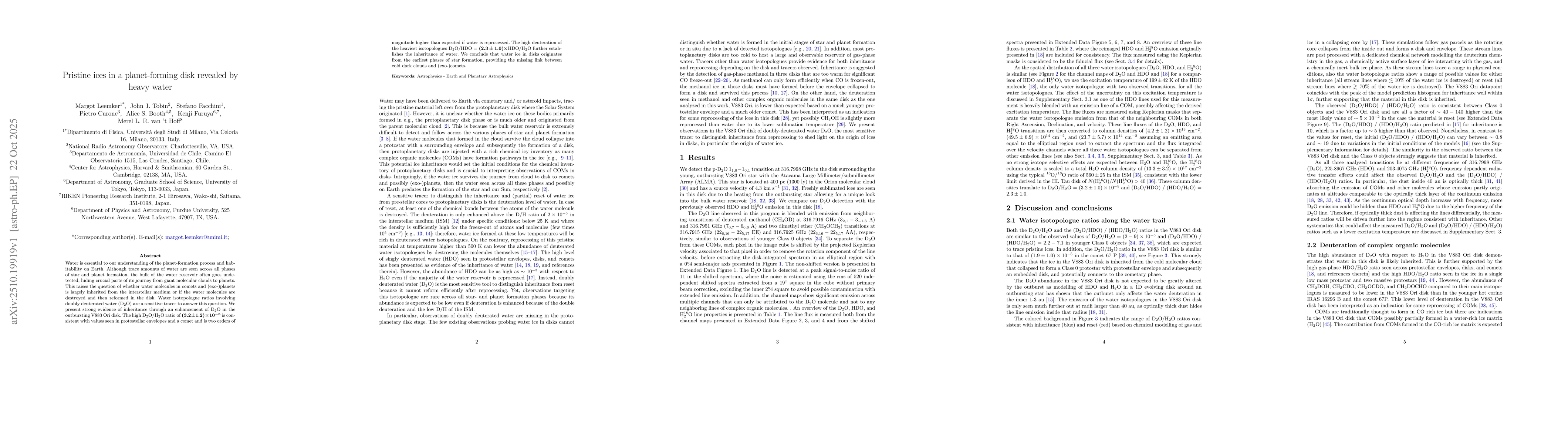 Thumbnail for Pristine ices in a planet-forming disk revealed by heavy water