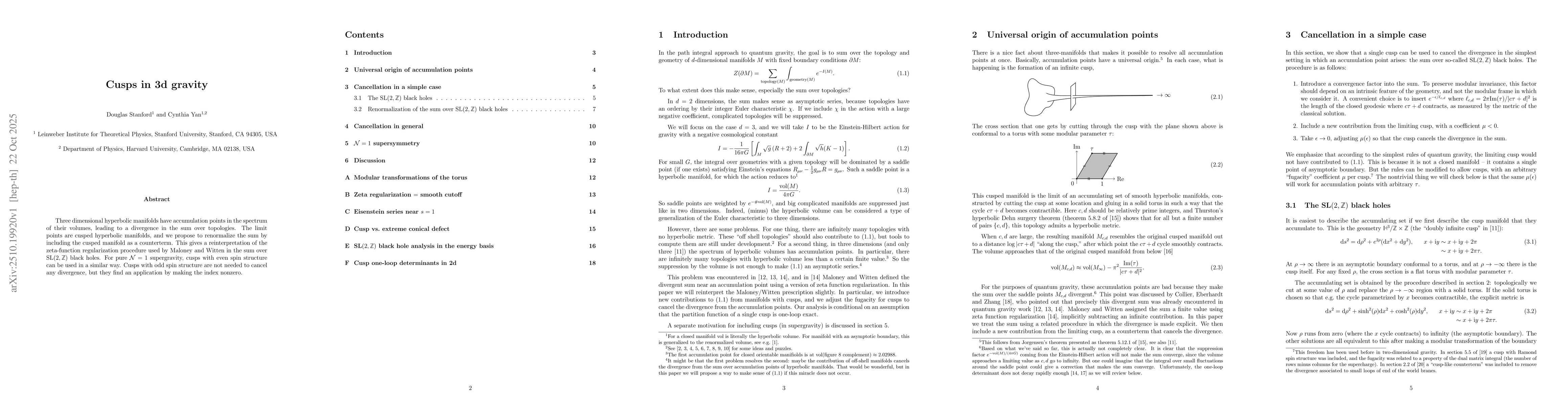 Thumbnail for Cusps in 3d gravity