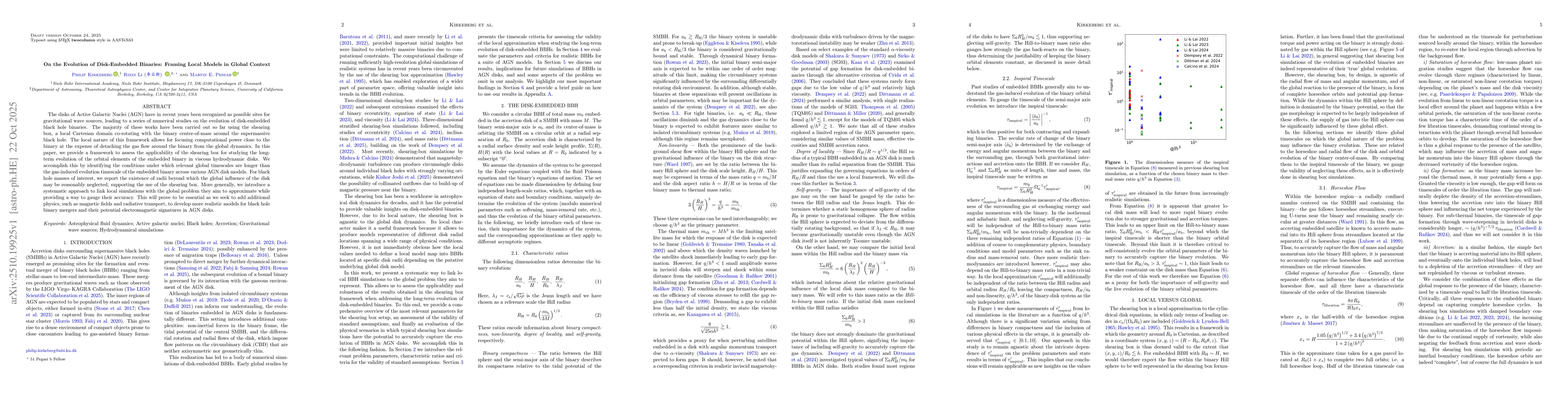 Thumbnail for On the Evolution of Disk-Embedded Binaries: Framing Local Models in
  Global Context