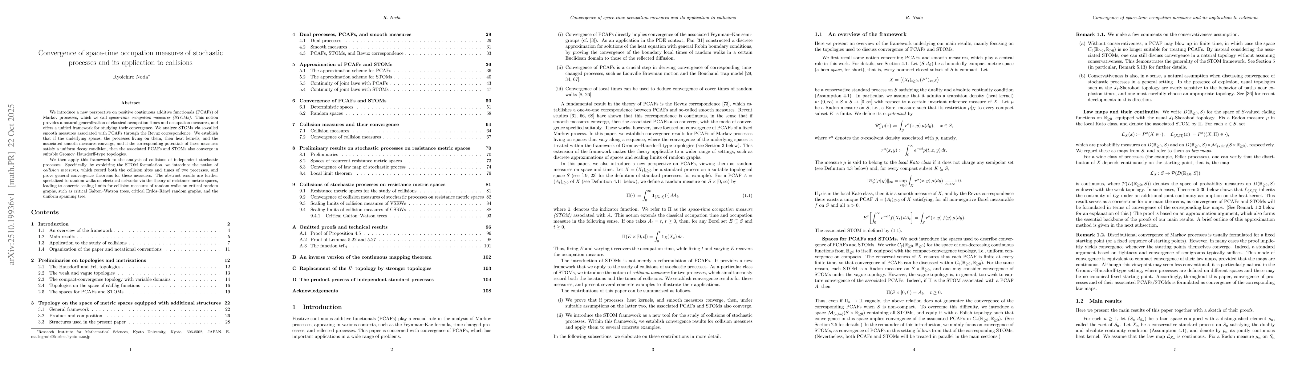 Thumbnail for Convergence of space-time occupation measures of stochastic processes
  and its application to collisions