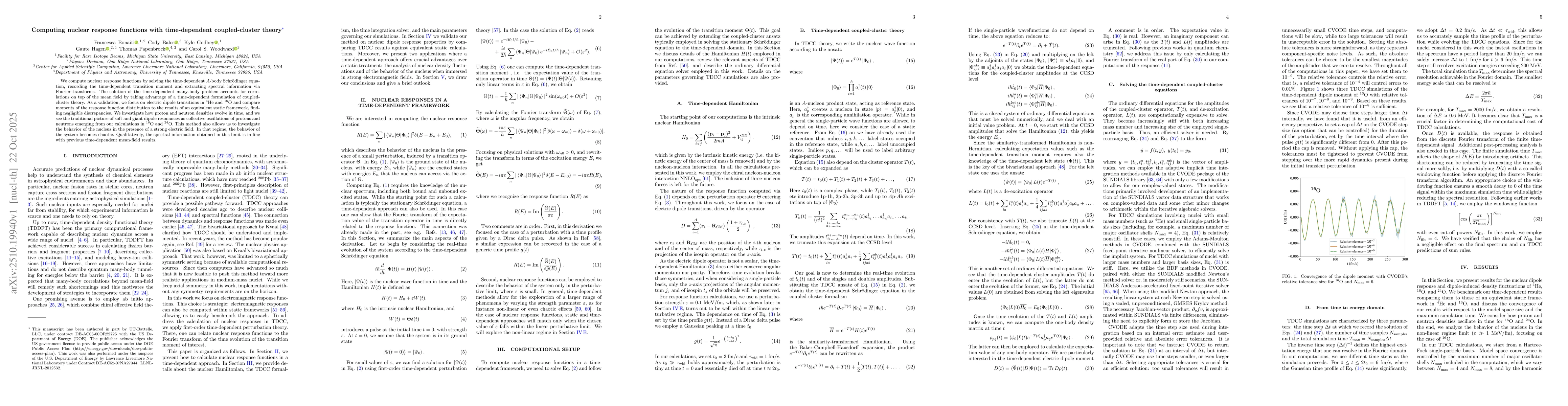 Thumbnail for Computing nuclear response functions with time-dependent coupled-cluster
  theory