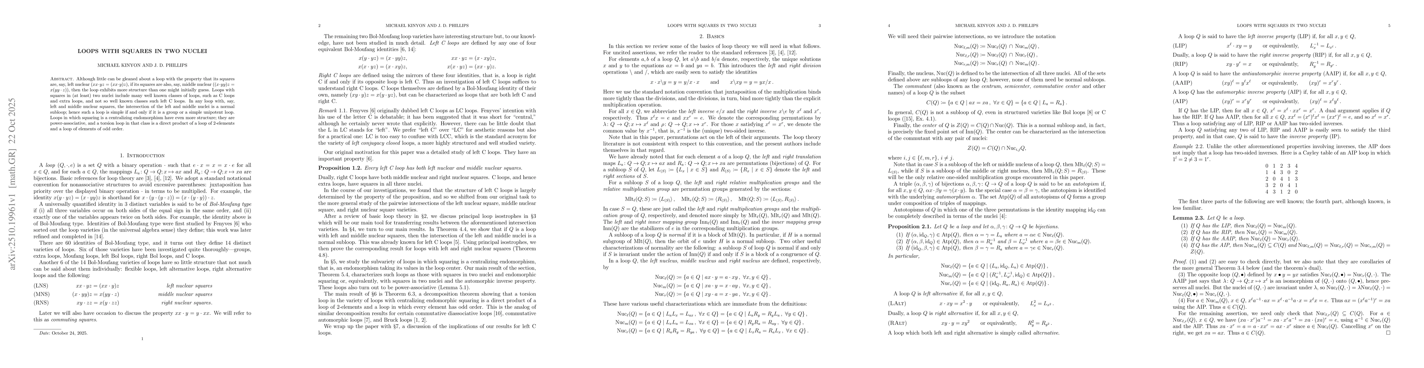 Thumbnail for Loops with squares in two nuclei
