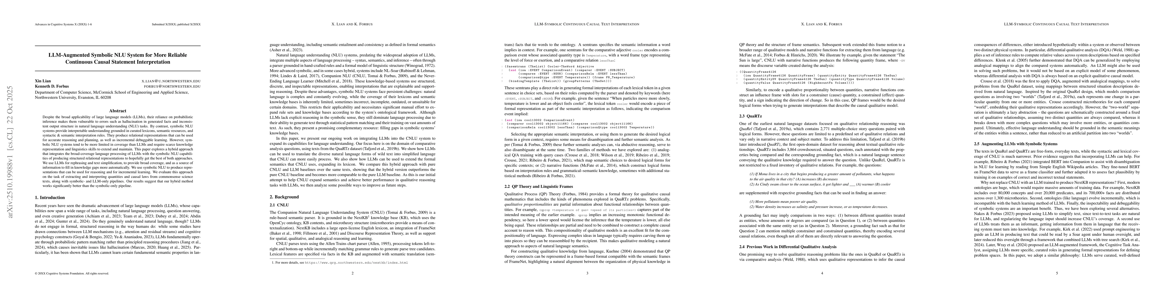 Thumbnail for LLM-Augmented Symbolic NLU System for More Reliable Continuous Causal
  Statement Interpretation