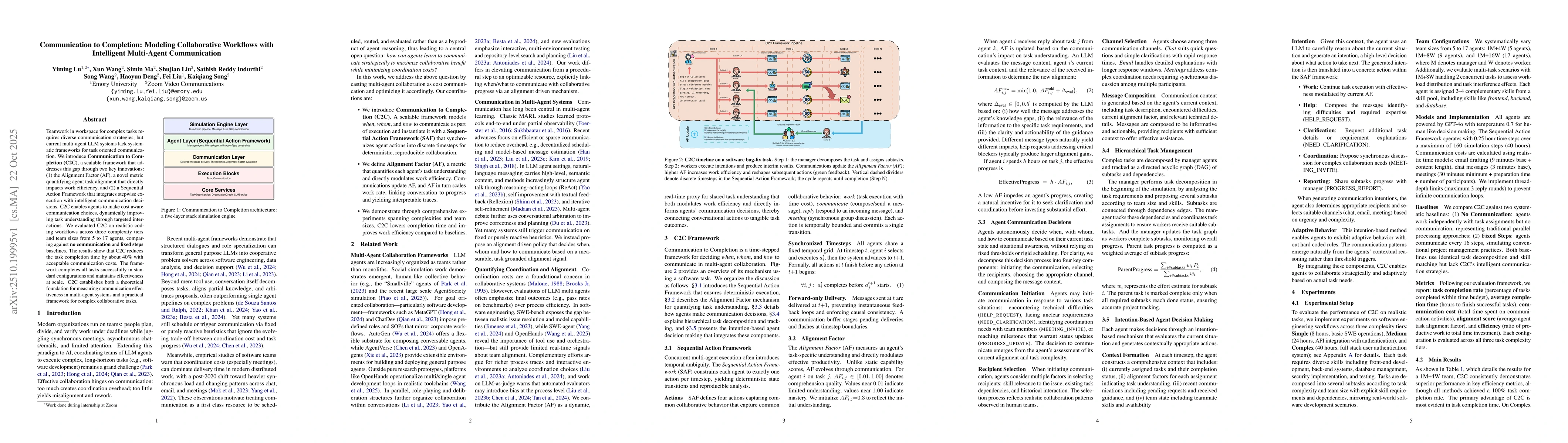 Thumbnail for Communication to Completion: Modeling Collaborative Workflows with
  Intelligent Multi-Agent Communication