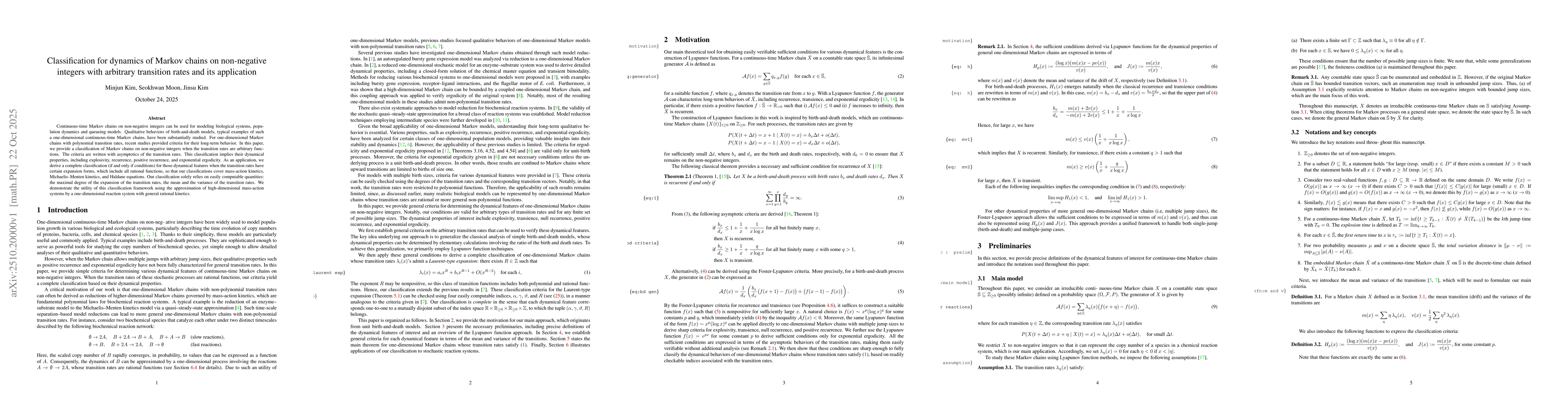 Thumbnail for Classification for dynamics of Markov chains on non-negative integers
  with arbitrary transition rates and its application