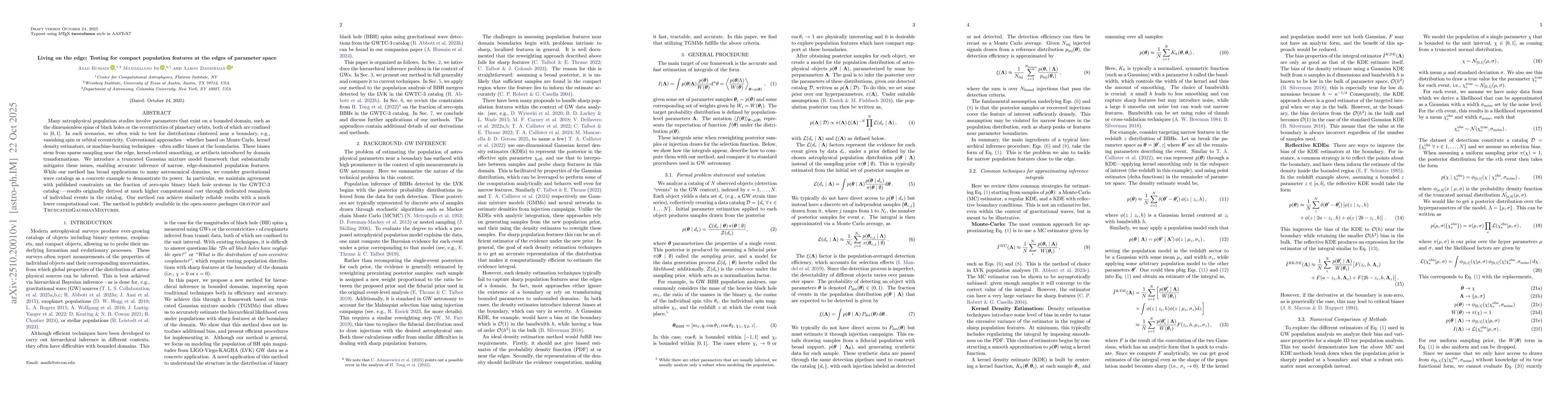 Thumbnail for Living on the edge: Testing for compact population features at the edges
  of parameter space