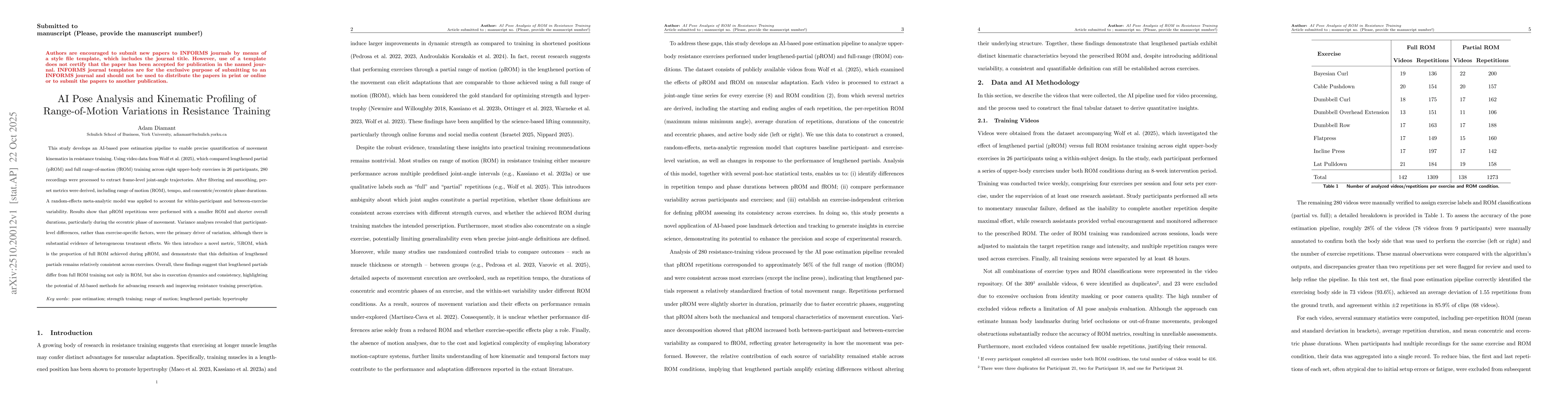 Thumbnail for AI Pose Analysis and Kinematic Profiling of Range-of-Motion Variations
  in Resistance Training