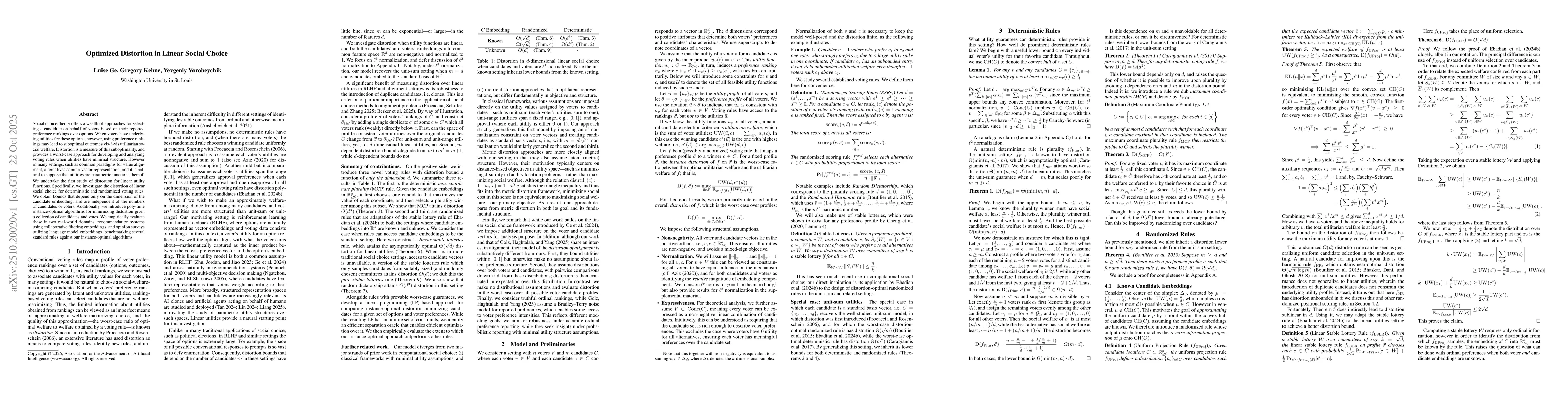 Thumbnail for Optimized Distortion in Linear Social Choice