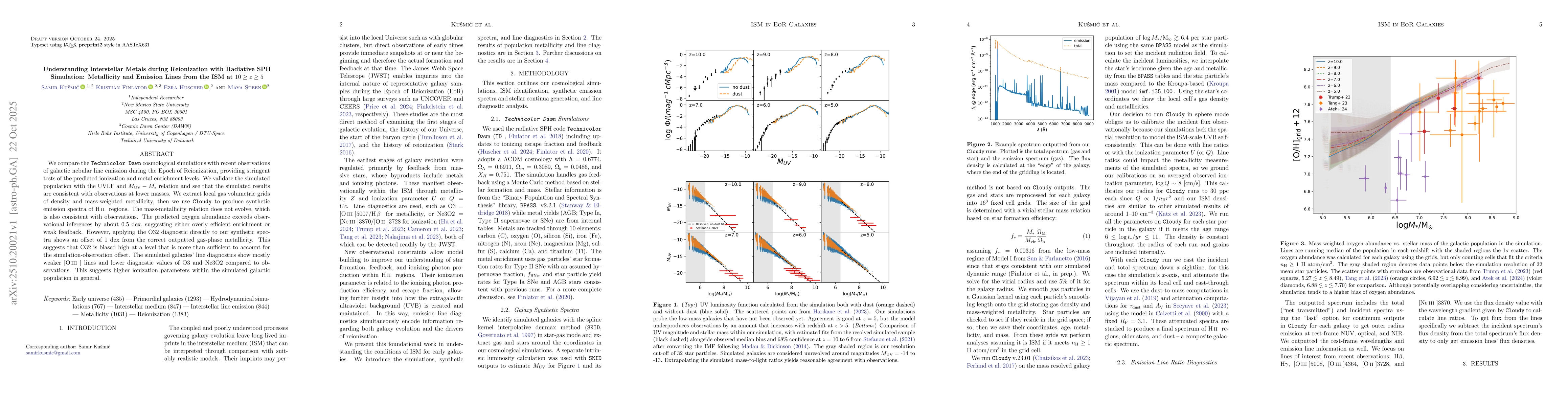 Thumbnail for Understanding Interstellar Metals during Reionization with Radiative SPH
  Simulation: Metallicity and Emission Lines from the ISM at $10 \geq z \geq 5$