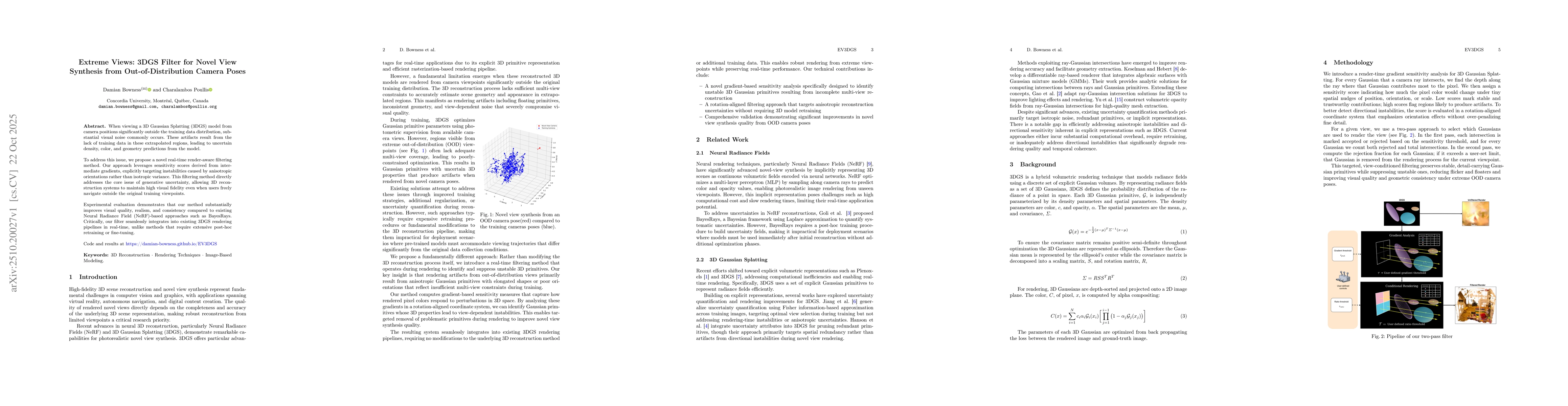 Thumbnail for Extreme Views: 3DGS Filter for Novel View Synthesis from
  Out-of-Distribution Camera Poses