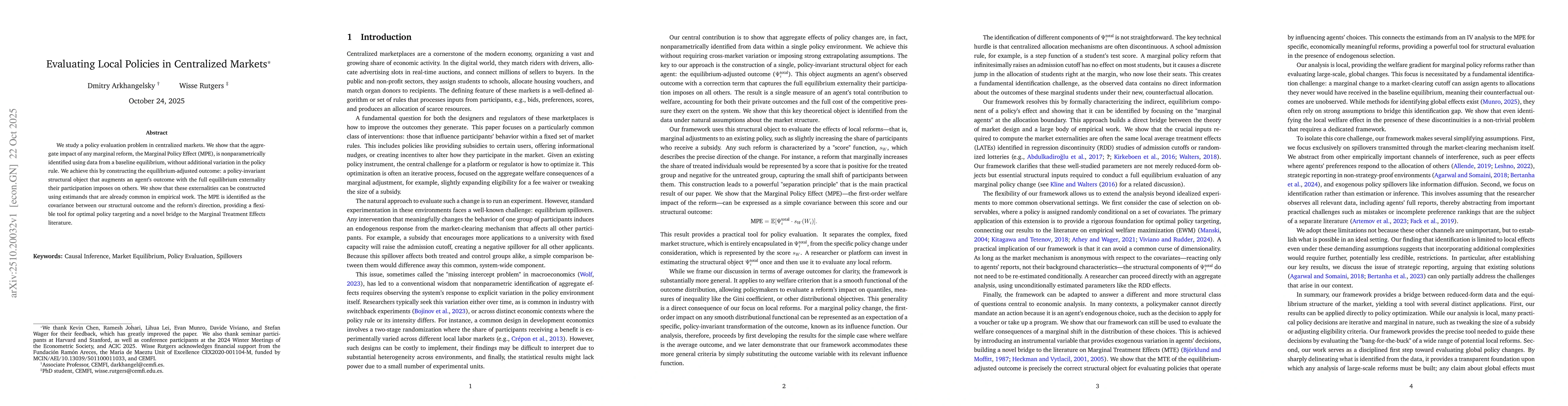 Thumbnail for Evaluating Local Policies in Centralized Markets