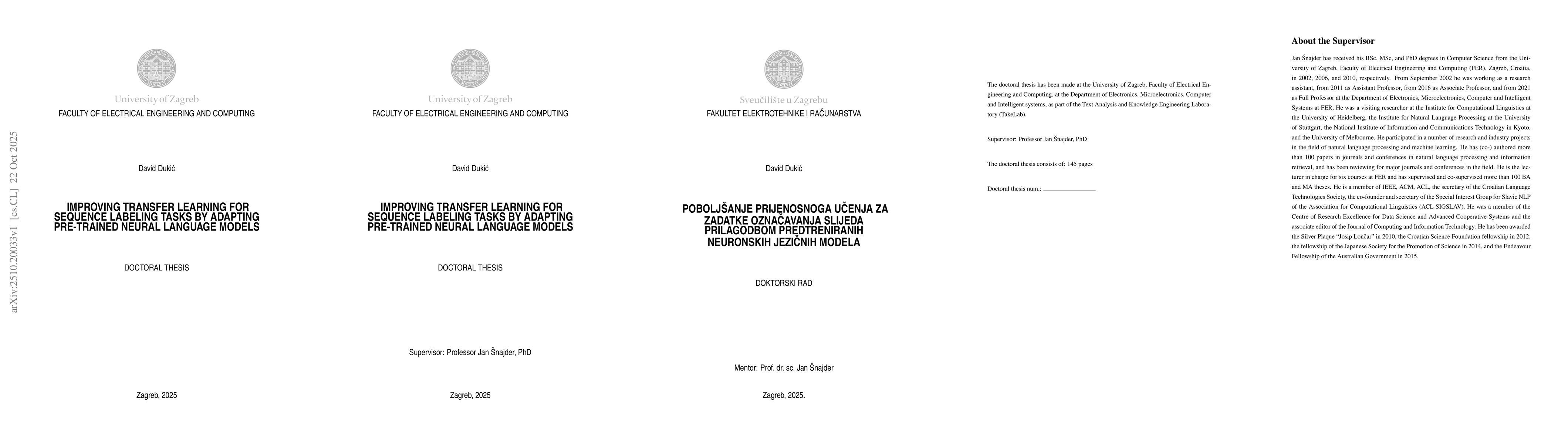 Thumbnail for Improving Transfer Learning for Sequence Labeling Tasks by Adapting
  Pre-trained Neural Language Models