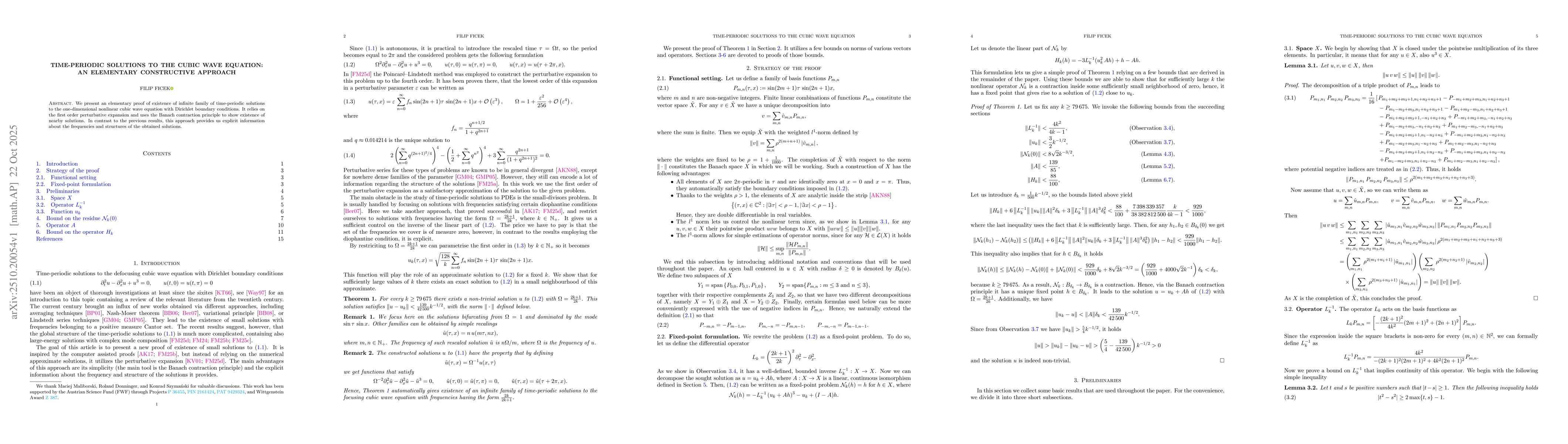 Thumbnail for Time-periodic solutions to the cubic wave equation: an elementary
  constructive approach