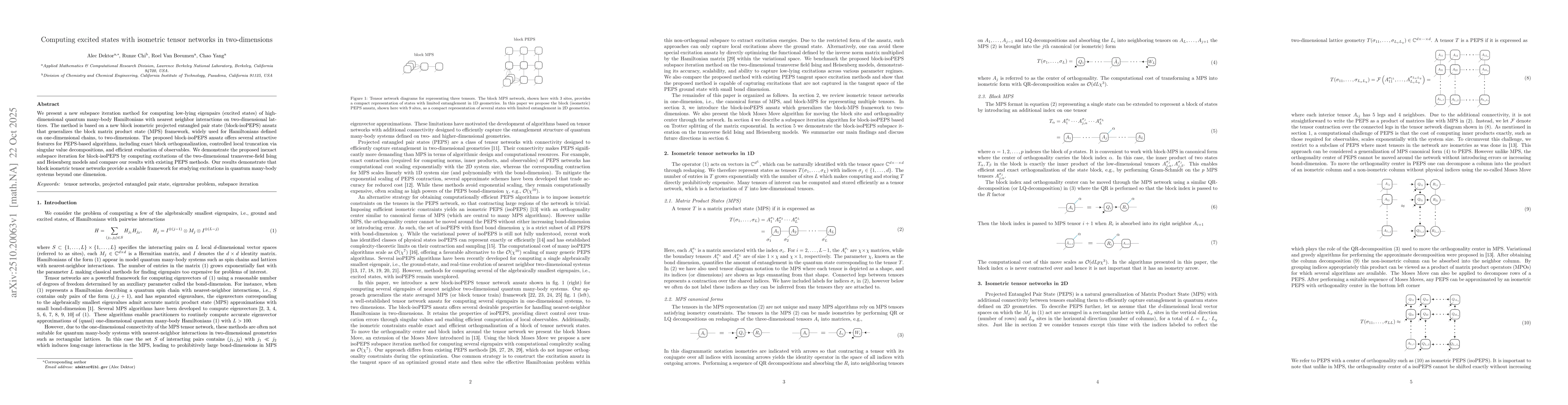 Thumbnail for Computing excited states with isometric tensor networks in
  two-dimensions