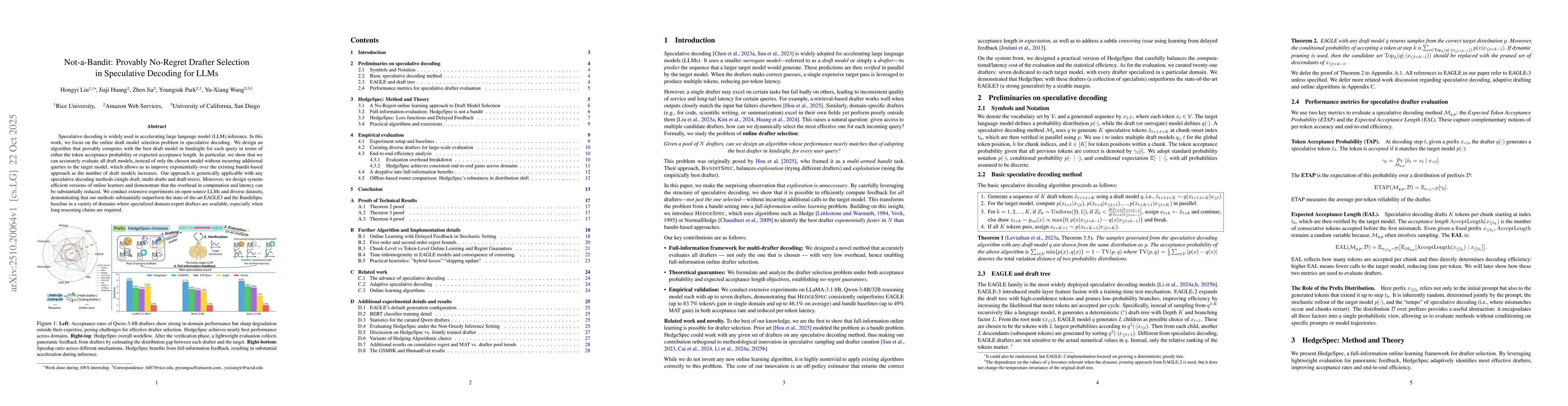 Thumbnail for Not-a-Bandit: Provably No-Regret Drafter Selection in Speculative
  Decoding for LLMs