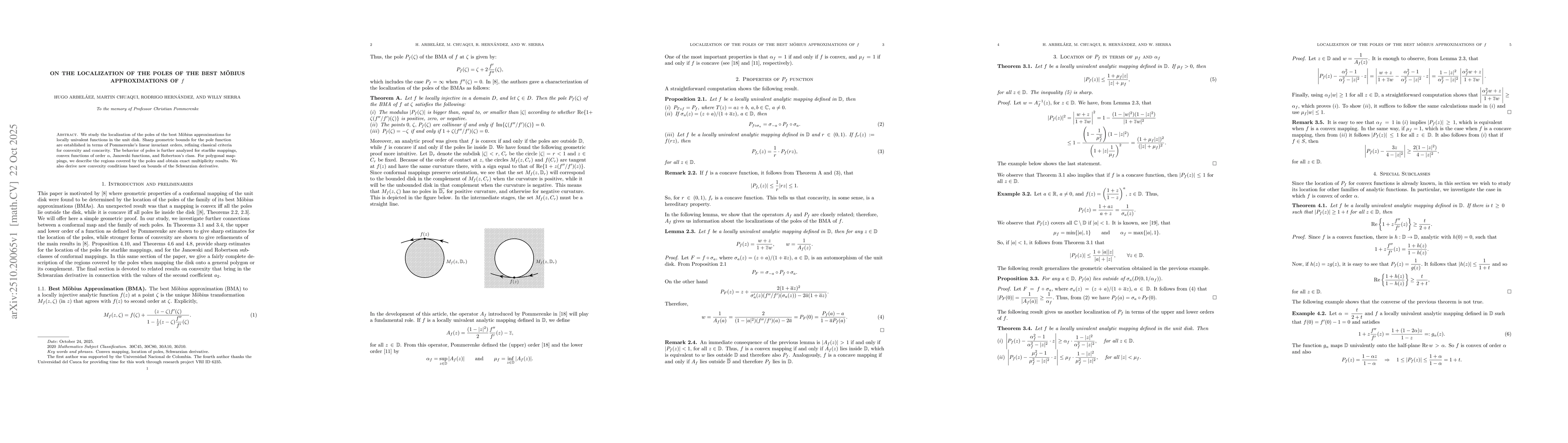 Thumbnail for On the localization of the poles of the best Mobius approximations of f