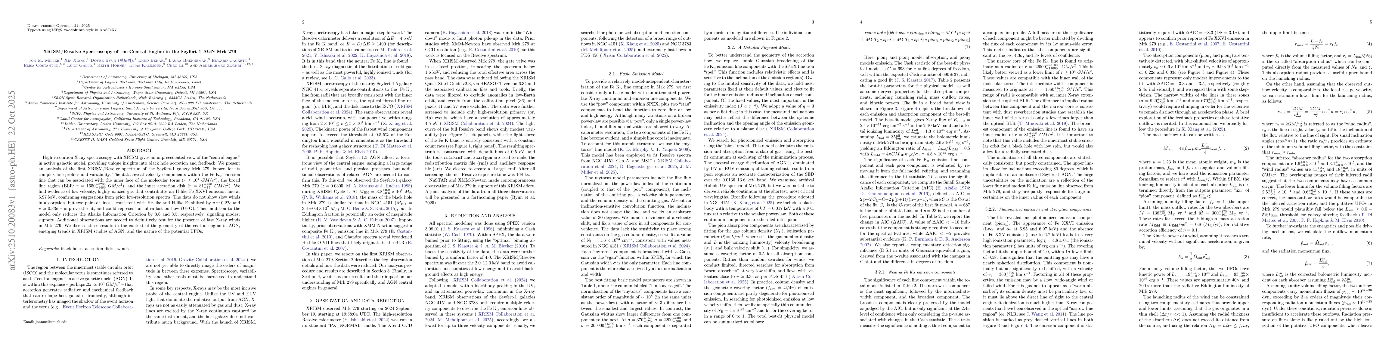 Thumbnail for XRISM/Resolve Spectroscopy of the Central Engine in the Seyfert-1 AGN
  Mrk 279