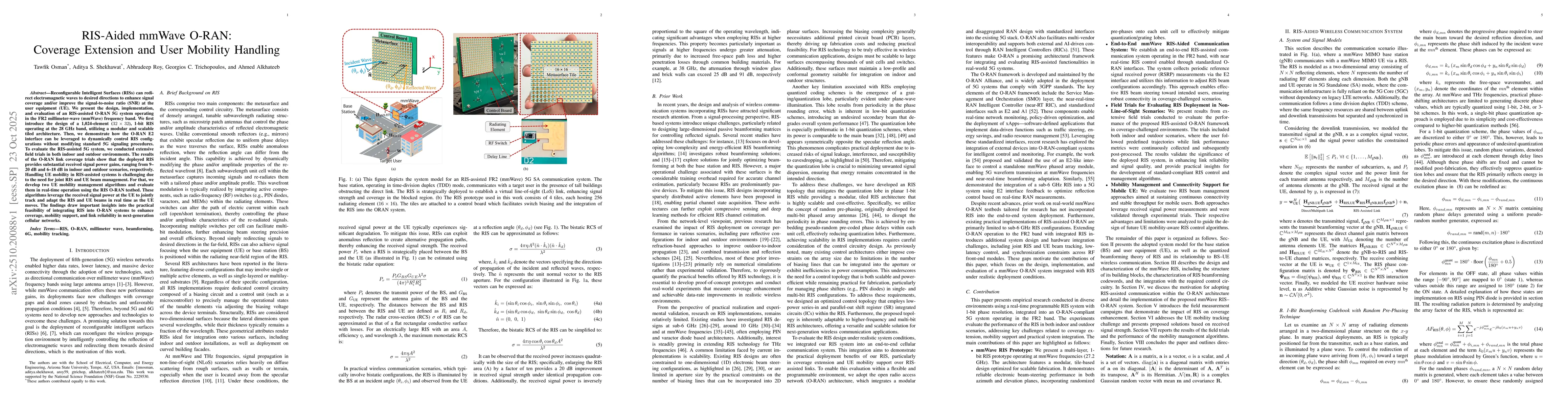 Thumbnail for RIS-Aided mmWave O-RAN: Coverage Extension and User Mobility Handling