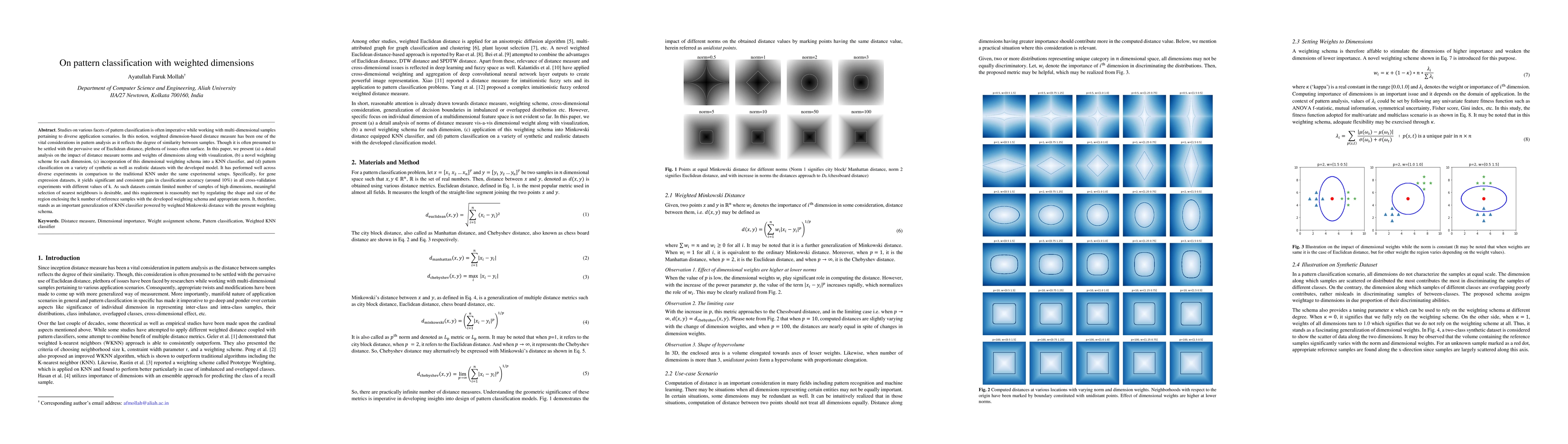 Thumbnail for On pattern classification with weighted dimensions