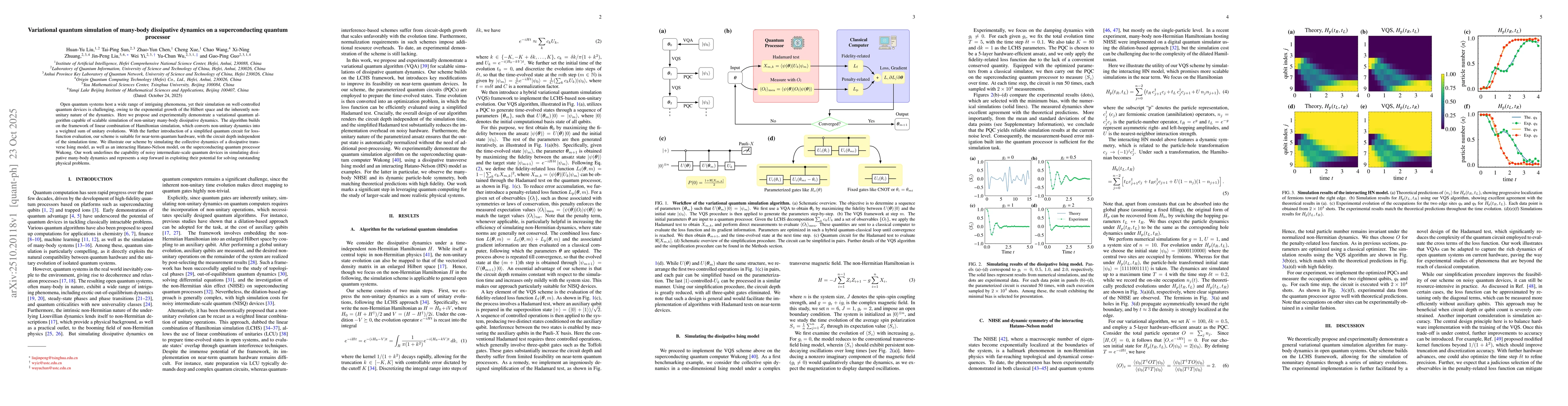 Thumbnail for Variational quantum simulation of many-body dissipative dynamics on a
  superconducting quantum processor
