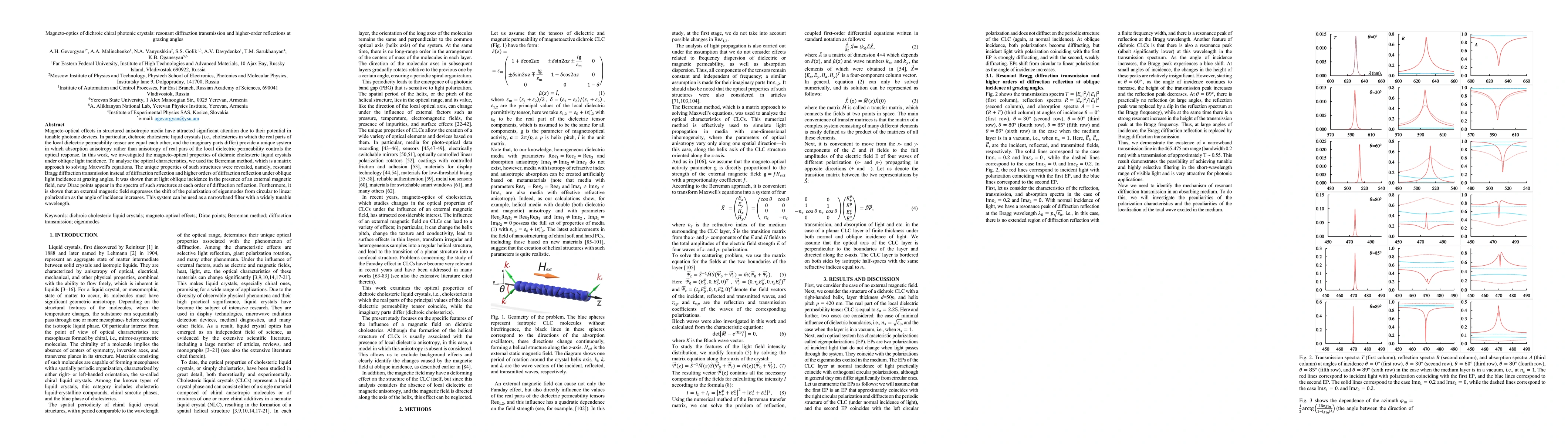 Thumbnail for Magneto-optics of dichroic chiral photonic crystals: resonant
  diffraction transmission and higher-order reflections at grazing angles