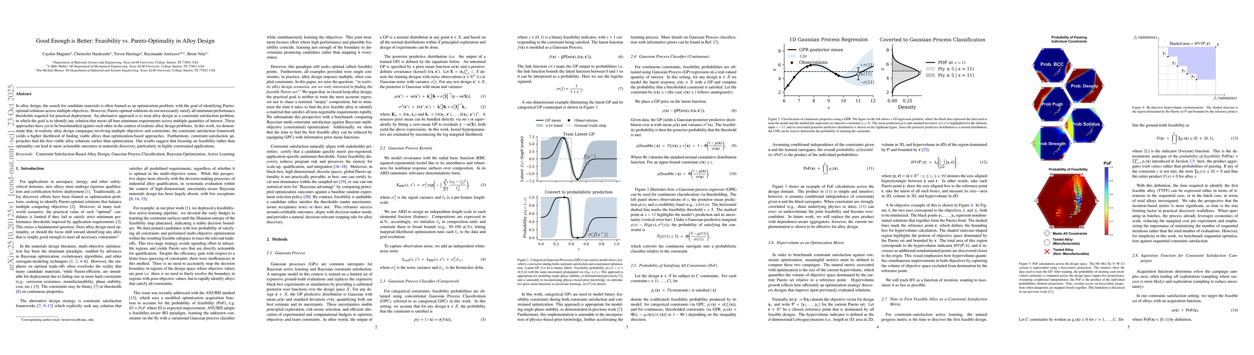 Thumbnail for Good Enough is Better: Feasibility vs. Pareto-Optimality in Alloy Design