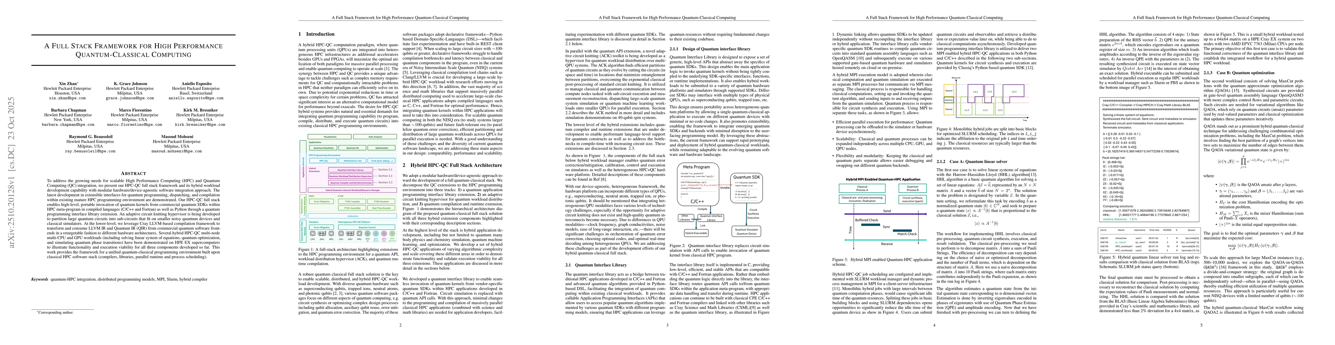 Thumbnail for A Full Stack Framework for High Performance Quantum-Classical Computing