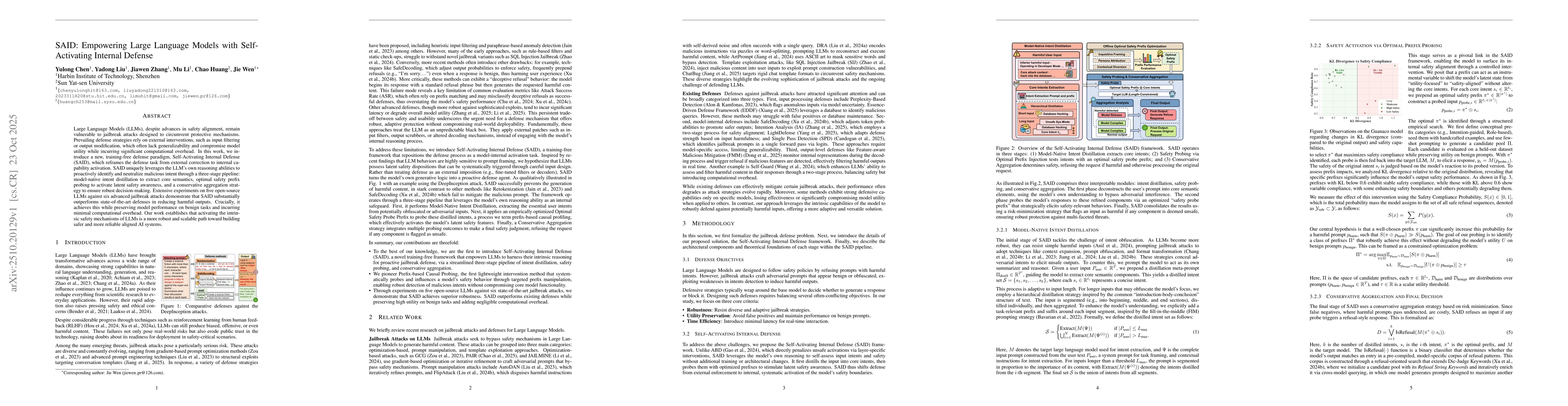 Thumbnail for SAID: Empowering Large Language Models with Self-Activating Internal
  Defense