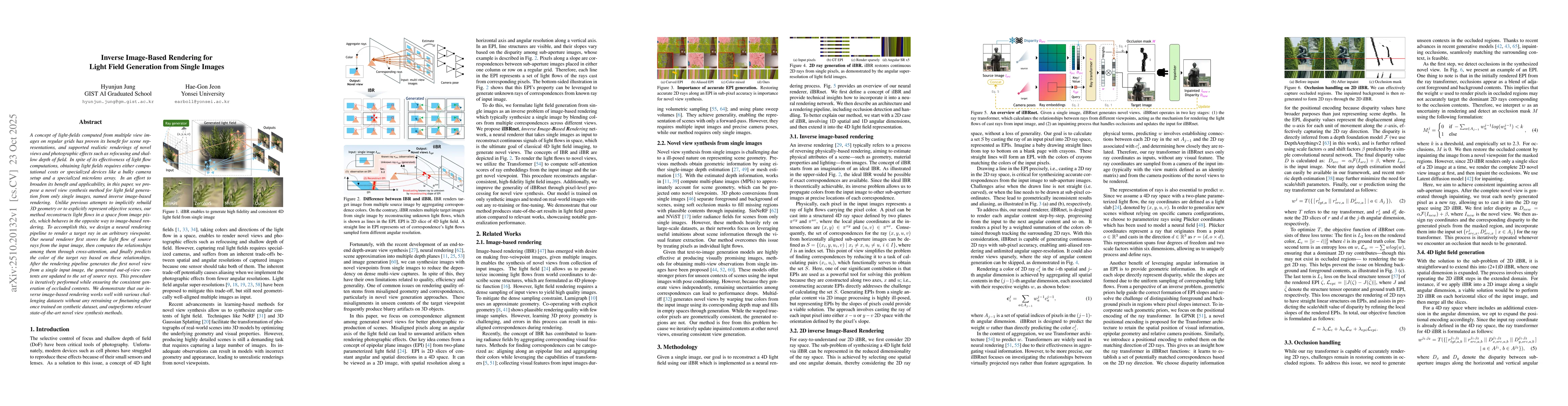 Thumbnail for Inverse Image-Based Rendering for Light Field Generation from Single
  Images