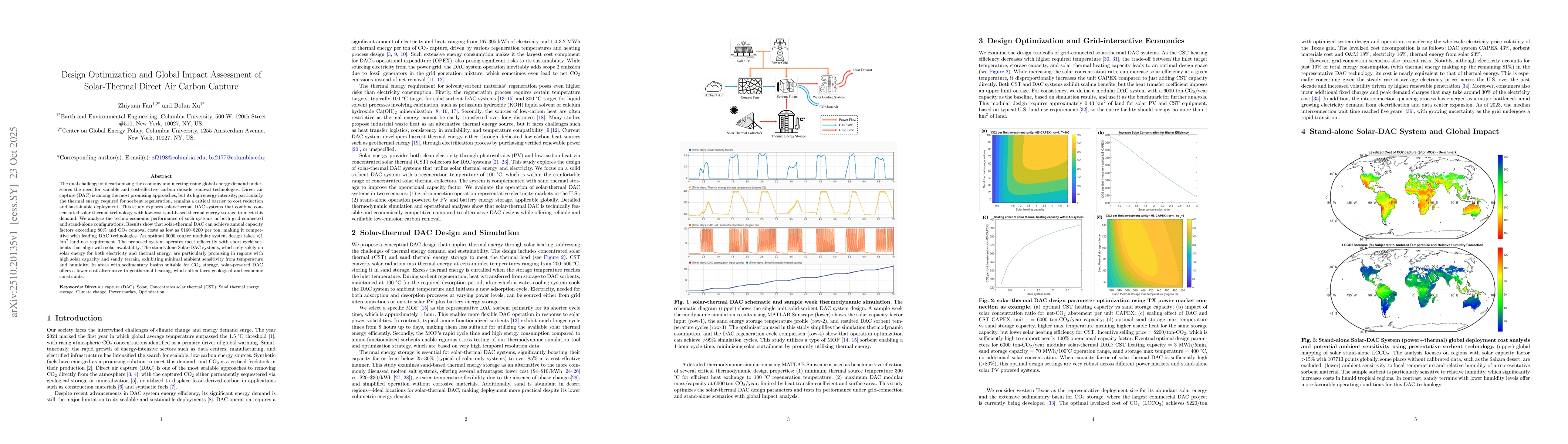 Thumbnail for Design Optimization and Global Impact Assessment of Solar-Thermal Direct
  Air Carbon Capture