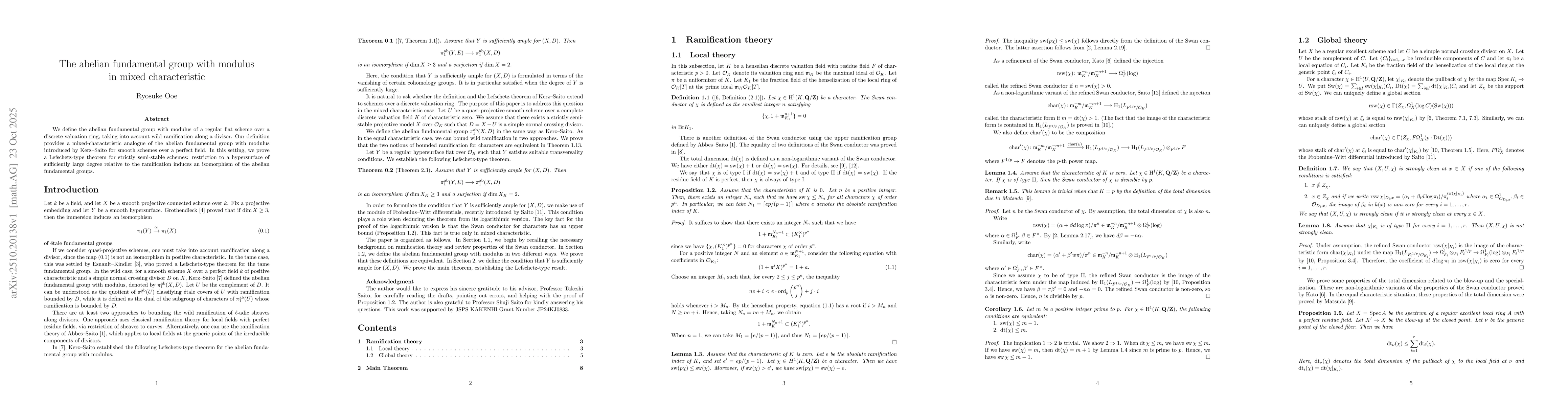 Thumbnail for The abelian fundamental group with modulus in mixed characteristic