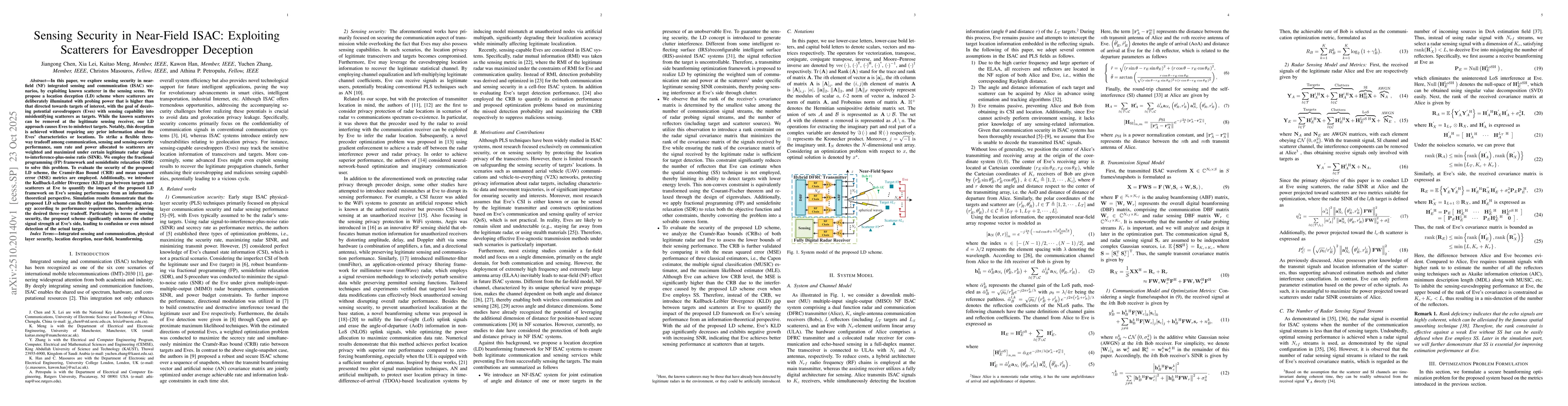 Thumbnail for Sensing Security in Near-Field ISAC: Exploiting Scatterers for
  Eavesdropper Deception