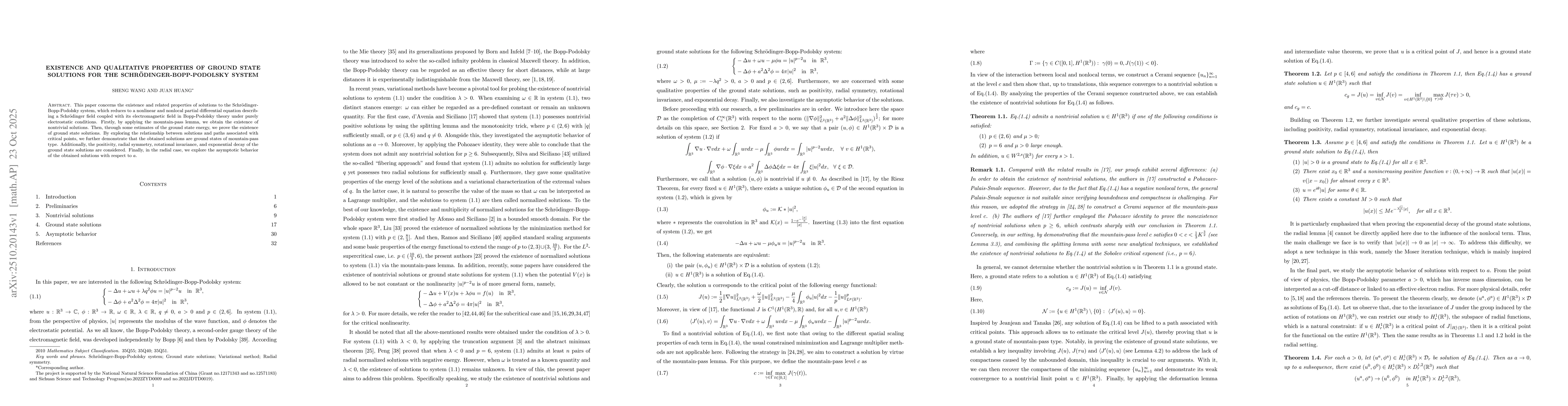 Thumbnail for Existence and qualitative properties of ground state solutions for the
  Schrödinger-Bopp-Podolsky system