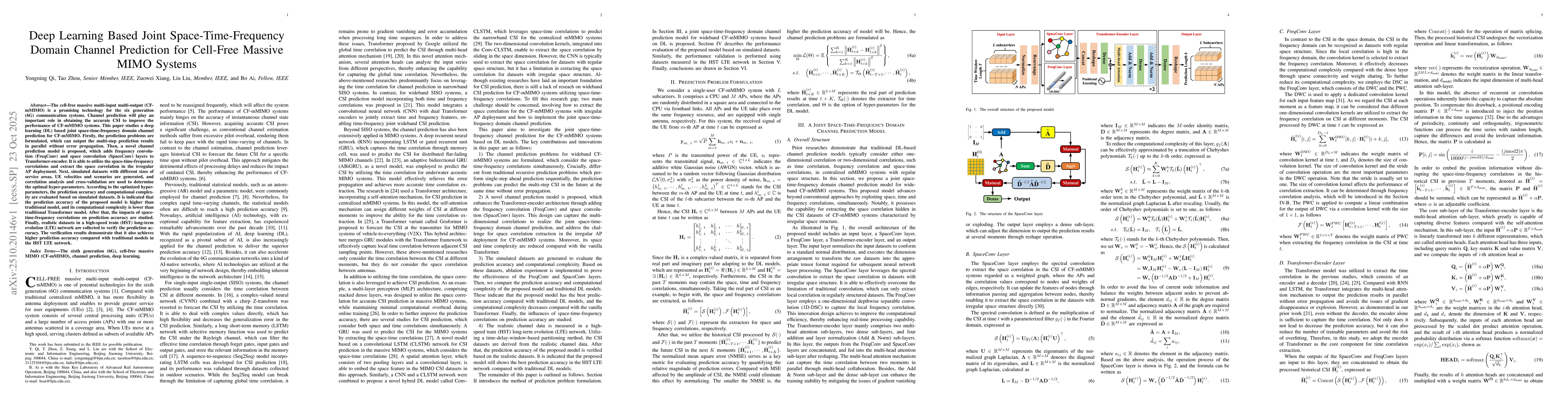 Thumbnail for Deep Learning Based Joint Space-Time-Frequency Domain Channel Prediction
  for Cell-Free Massive MIMO Systems
