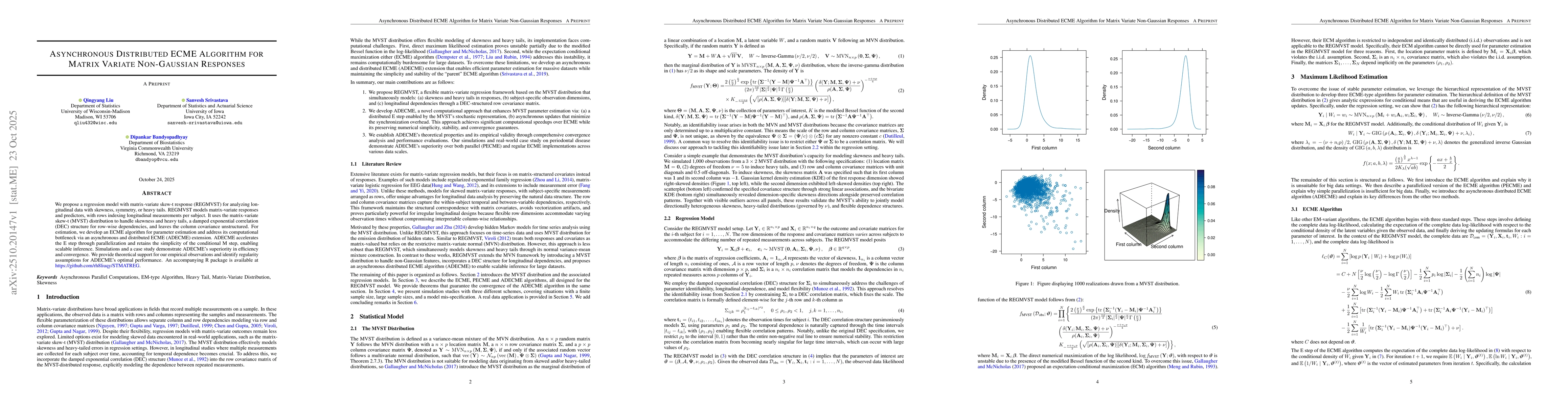 Thumbnail for Asynchronous Distributed ECME Algorithm for Matrix Variate Non-Gaussian
  Responses