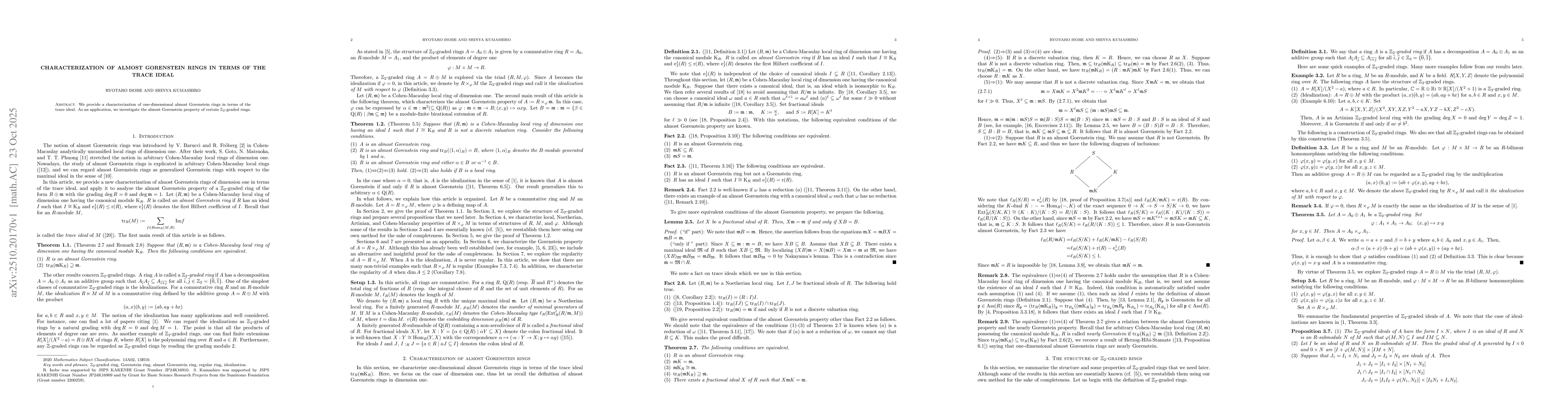 Thumbnail for Characterization of almost Gorenstein rings in terms of the trace ideal