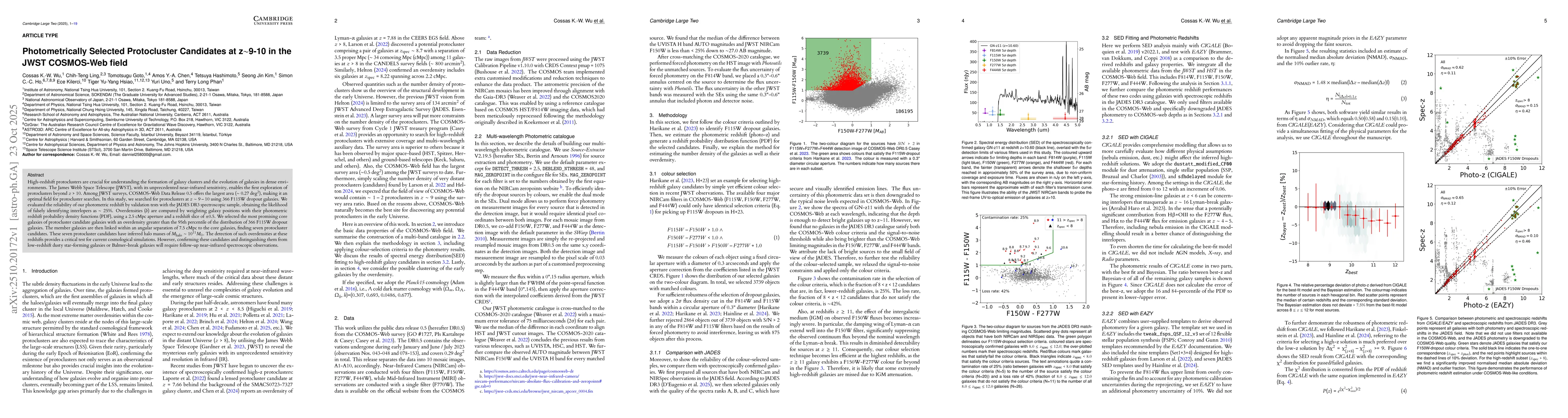 Thumbnail for Photometrically Selected Protocluster Candidates at z~9-10 in the JWST
  COSMOS-Web field
