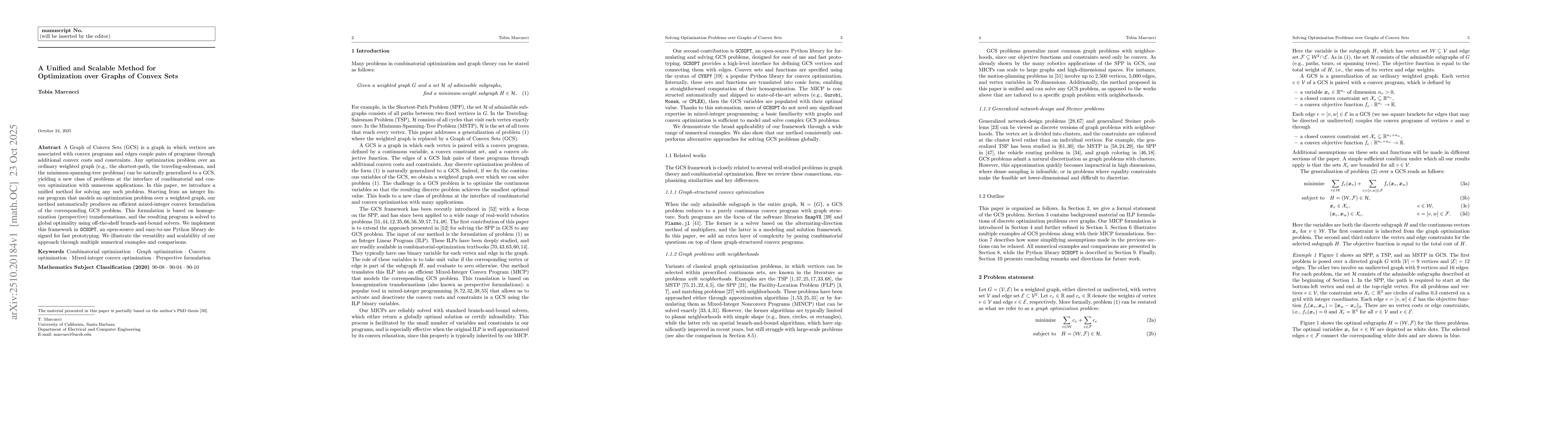 Thumbnail for A Unified and Scalable Method for Optimization over Graphs of Convex
  Sets