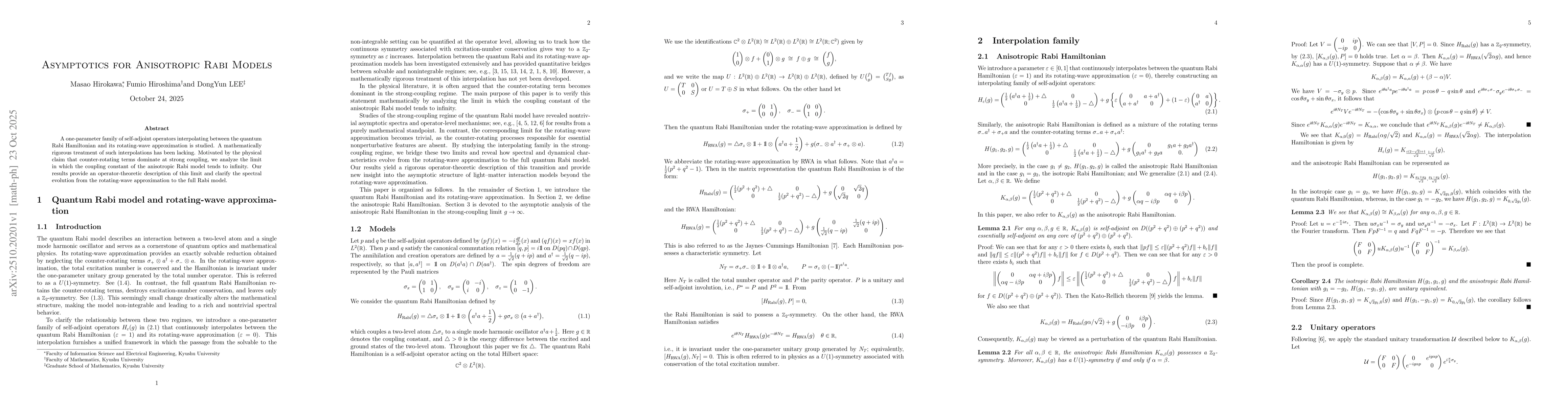 Thumbnail for Asymptotics for Anisotropic Rabi Models