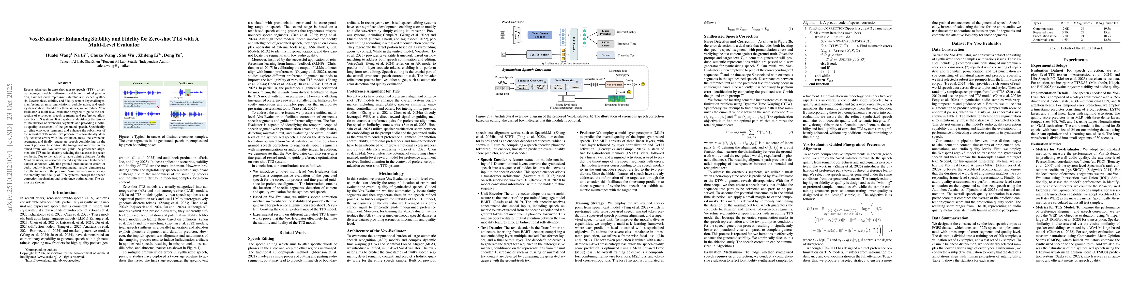 Thumbnail for Vox-Evaluator: Enhancing Stability and Fidelity for Zero-shot TTS with A
  Multi-Level Evaluator