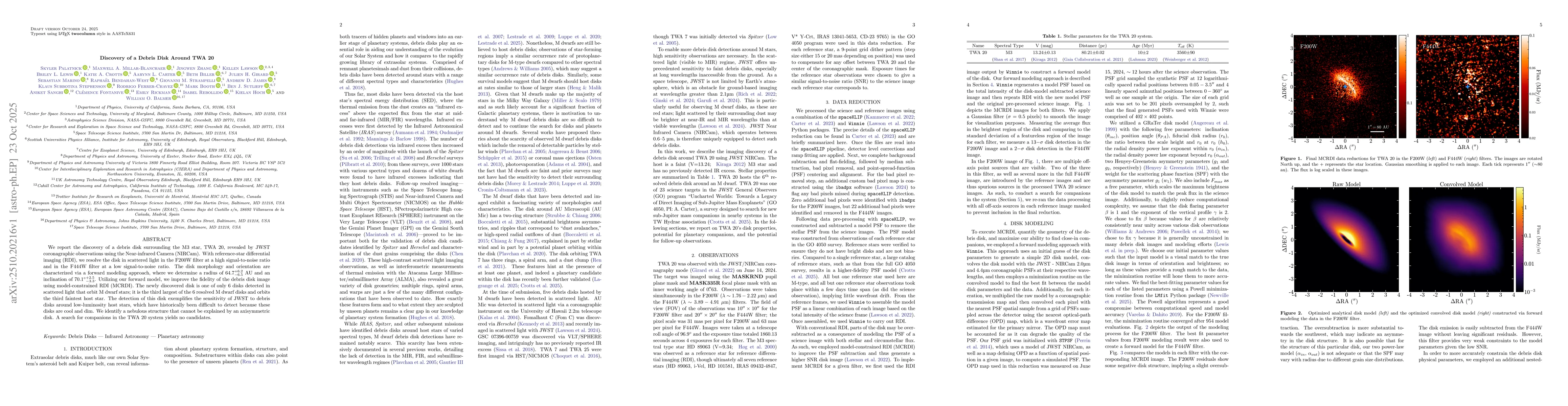 Thumbnail for Discovery of a Debris Disk Around TWA 20