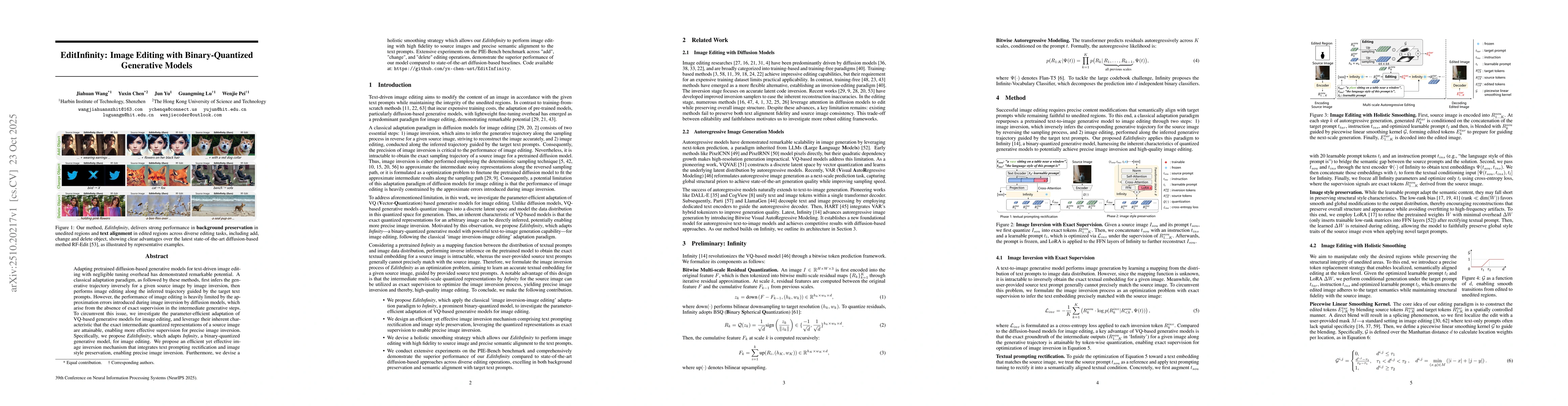 Thumbnail for EditInfinity: Image Editing with Binary-Quantized Generative Models