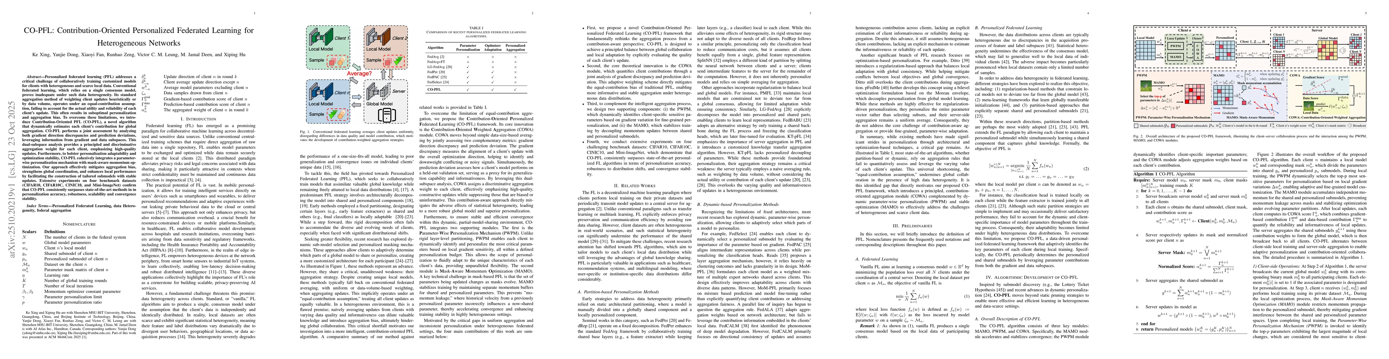 Thumbnail for CO-PFL: Contribution-Oriented Personalized Federated Learning for
  Heterogeneous Networks