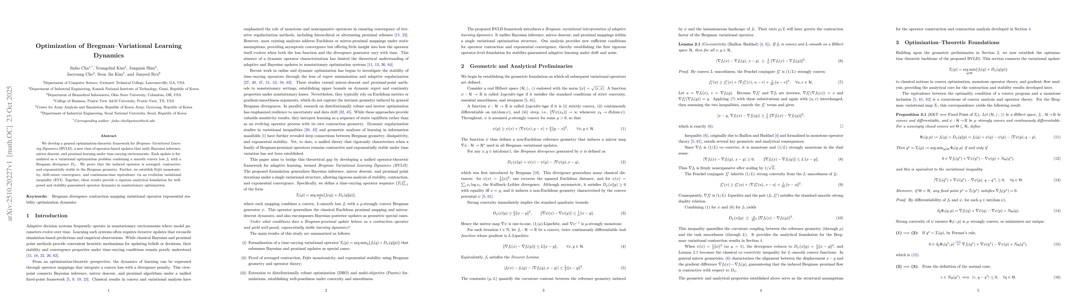 Thumbnail for Optimization of Bregman Variational Learning Dynamics