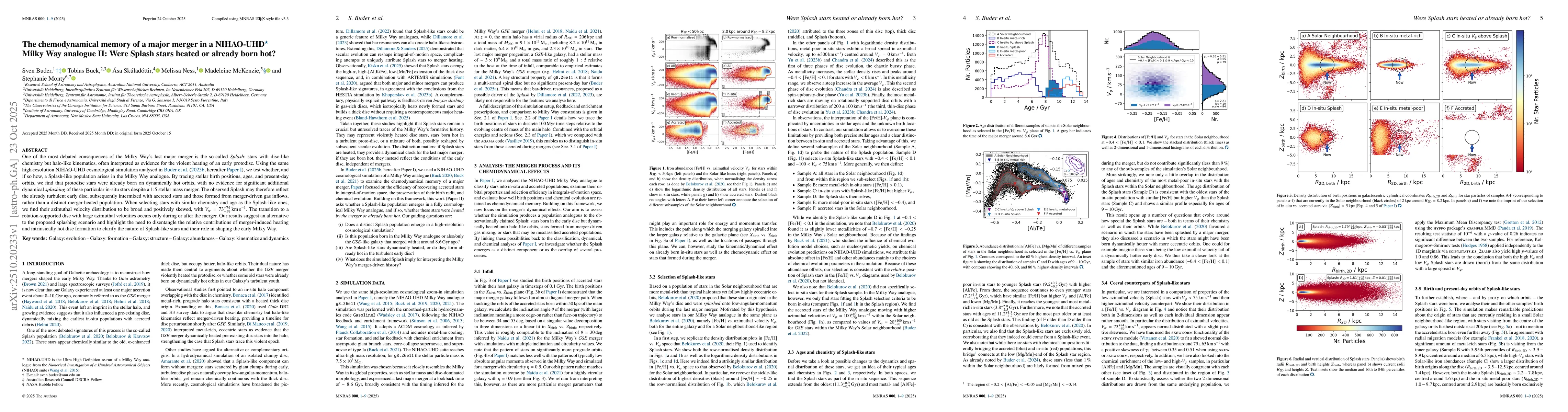 Thumbnail for The chemodynamical memory of a major merger in a NIHAO-UHD Milky Way
  analogue II: Were Splash stars heated or already born hot?