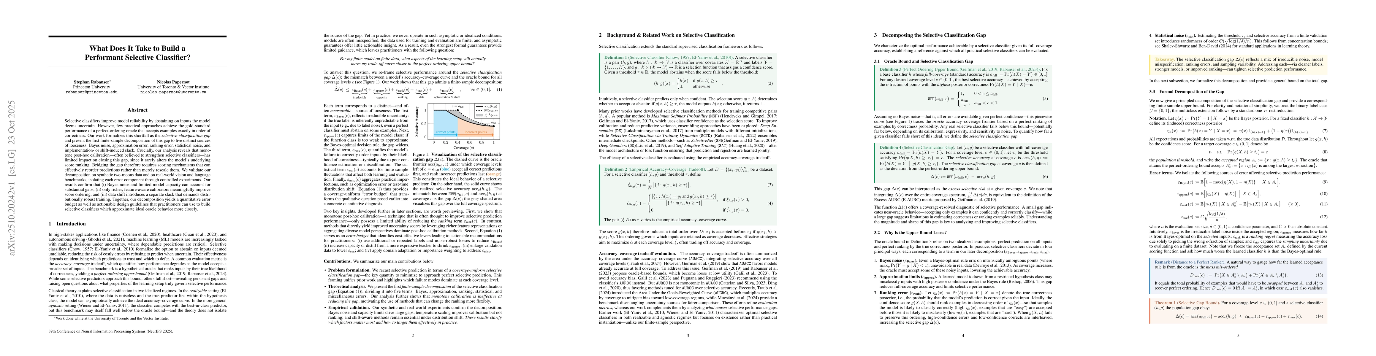 Thumbnail for What Does It Take to Build a Performant Selective Classifier?