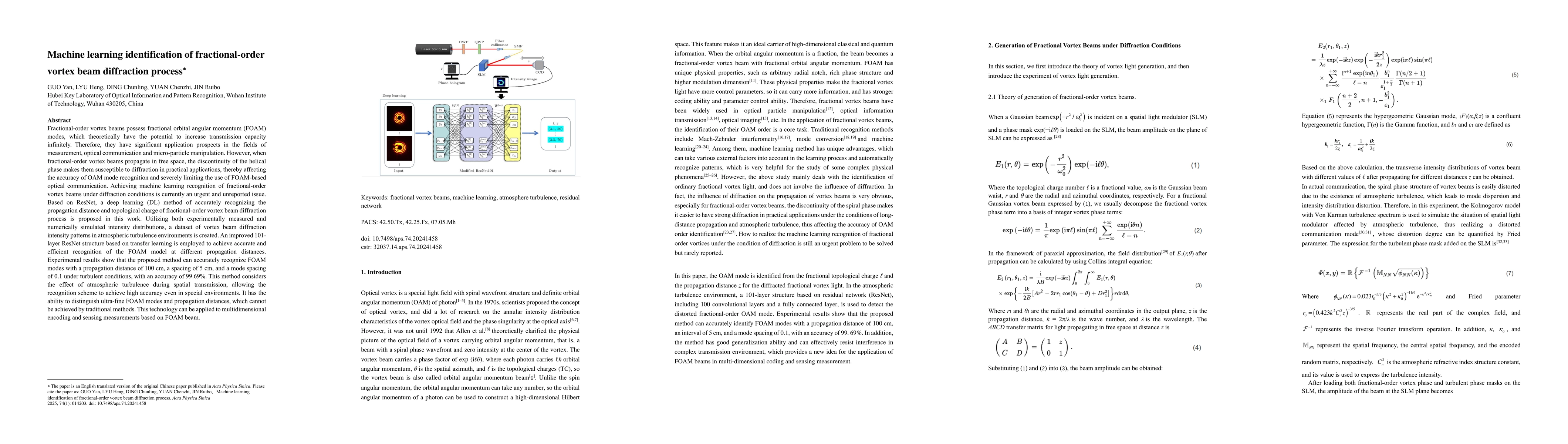 Thumbnail for Machine learning identification of fractional-order vortex beam
  diffraction process