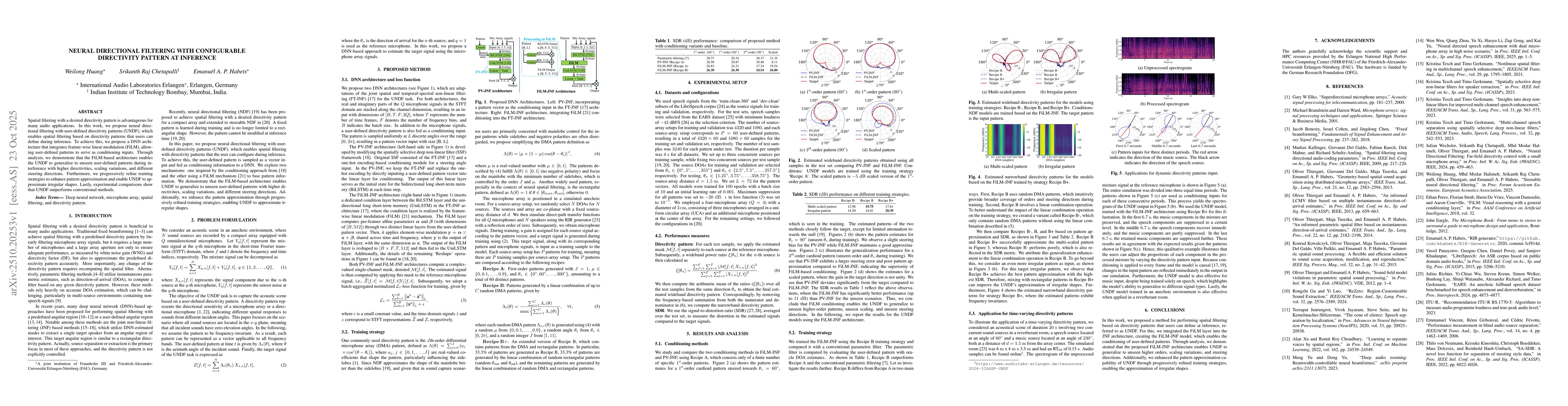 Thumbnail for Neural Directional Filtering with Configurable Directivity Pattern at
  Inference