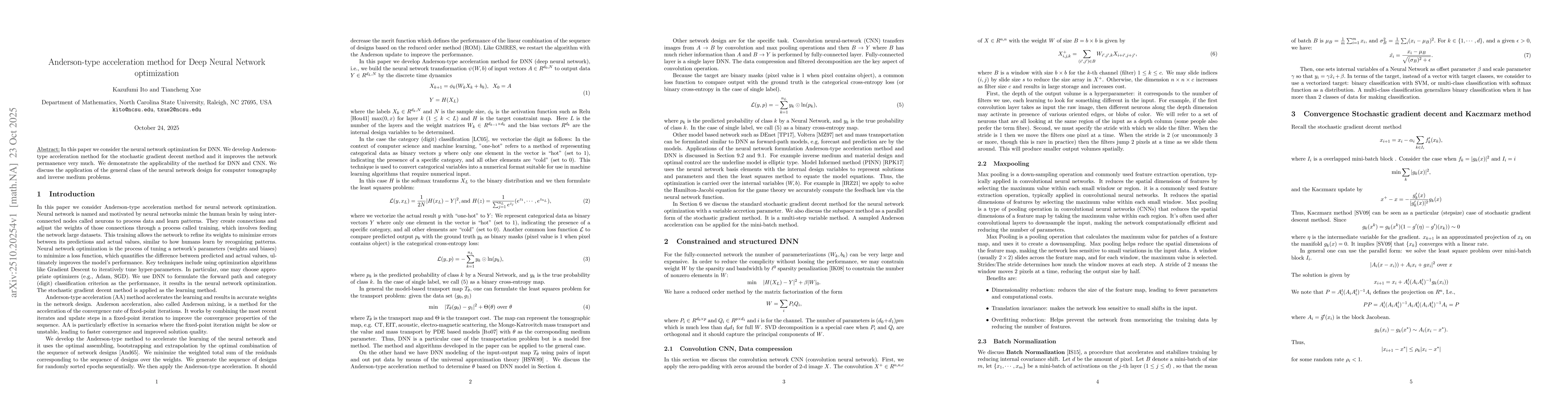 Thumbnail for Anderson-type acceleration method for Deep Neural Network optimization