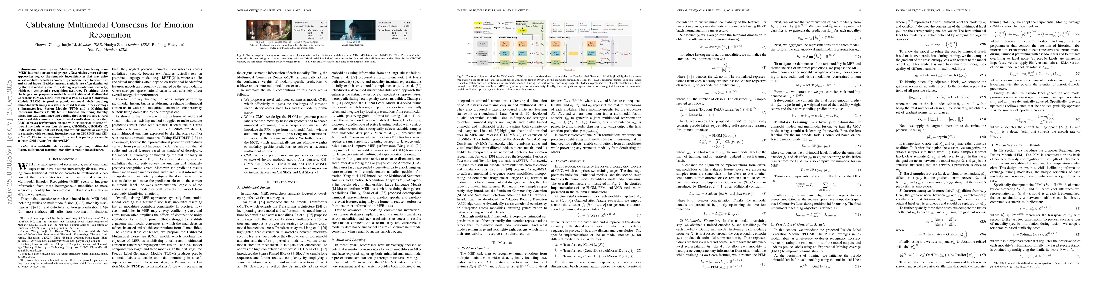 Thumbnail for Calibrating Multimodal Consensus for Emotion Recognition